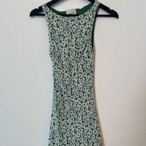 Reformation Green and White Floral Mini Dress